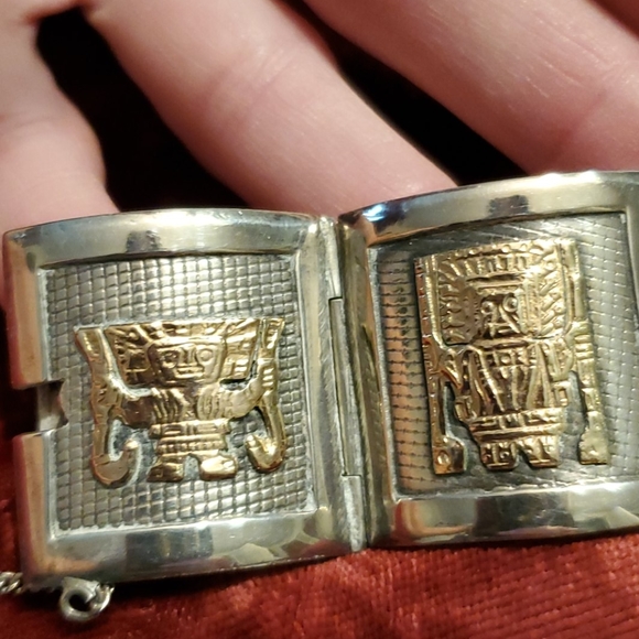 Sterling Silver 18K Gold Bracelet Industria Perua - Picture 13 of 16